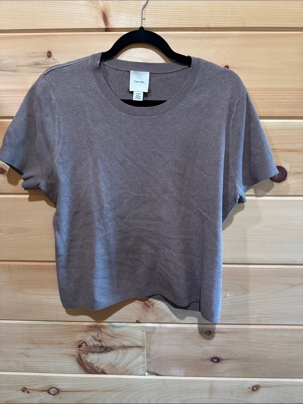 Calvin Klein Short Sleeve Crewneck Top - Taupe Brown